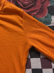 Orange Ribbed Long Sleeve
