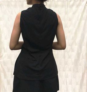 Sleeveless Black Mock Neck Top