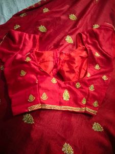 Brand New Beautiful Red Saree With Blouse