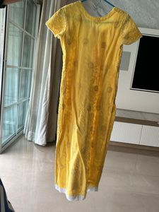 Reduced  price Yellow Chickenkari Kurta
