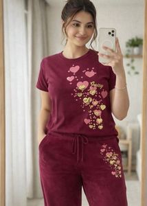 Juicy Heart Bloom Velour Co-Ord🍷💖✨Luxe 🔥🔥🔥🔥