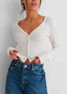 White V-Neck Cardigan