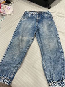 Acid Wash Denim Joggers