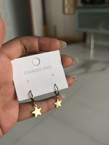 Star Dangle Hoop Earrings