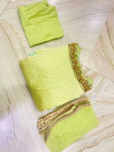 Lime Green Gown- Elegant Embroidery