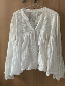 White Lace Detail Top