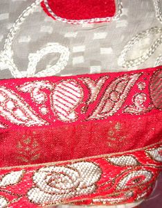 Red &amp; Gold Embroidered Fabric