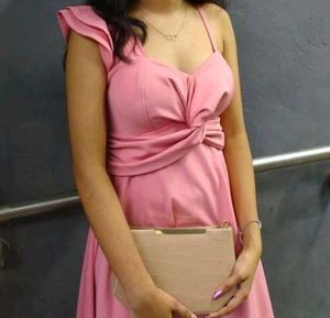 Pink Fit &amp; Flare Midi Dress