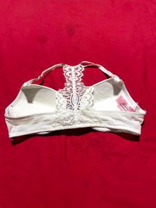 White Lace Front-Open Bra 36A