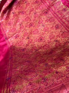 Pure banarsi Pink Embroidered Saree