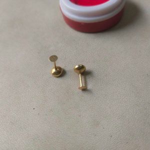 22C Pure Gold Round Dimond Stud Earrings