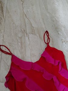 Red Ruffle Detail Dress