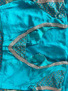 Torquoise Blue Saree With Blouse