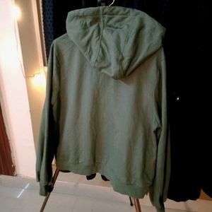 Green Cropped Zip-Up Hoodie