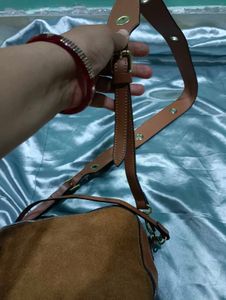 Brown Suede Leather Shoulder Bag