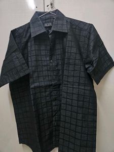 Men Checked Grey-Black Shirt - Size 40 Or Large