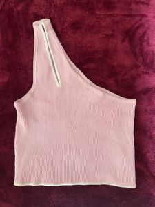 Pink One-Shoulder Tank Top