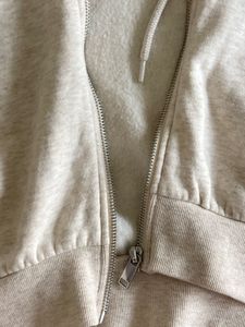 Beige Cropped Hoodie