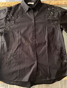 🖤✨ Midnight Bloom: Black Lace Statement Shirt ✨🖤