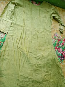 Pink And Green Kurta Set