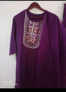 Elegant Purple Kurta Set with organza dupatta