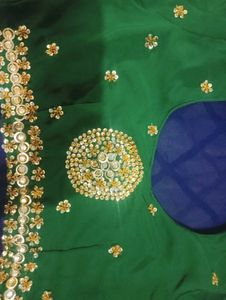 Heavy Stones Embroidered Saree With Blouse