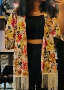 Floral Fringe Kimono