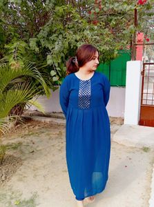 Teal Empire Waist Dress