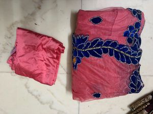Pink Embroidered Saree