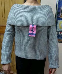 New Gray Boat Neck Sweater✨💕