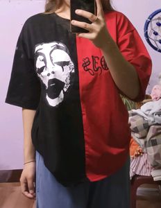 Oversized Red Black Tshirt