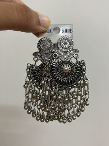 Oxidised Silver Indian Design Dangling Jhumka