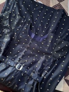 Navy Belted Gown