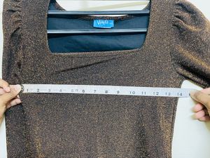 Sparkly Bronze Square Neck Top