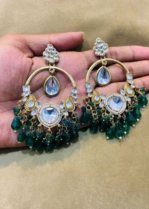 Emerald Green Kundan Earrings