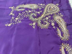 Purple Embroidered Punjabi Suit With Bottom Work