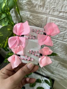 Pink Bow Clips