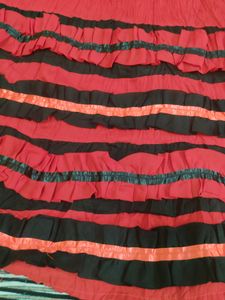 Beautiful Red  Frill Long Skirt With Retro Vibes.