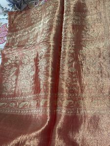 Banarasi Coral Shimmery Saree
