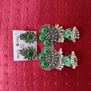 Peacock Jhumka Earrings