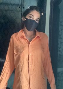 Orange Collared Button-Down Shirt