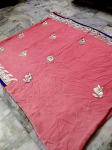 Cute Pink Georgette Saree 💕