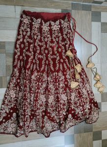 Maroon Velvet Bridal Lehenga
