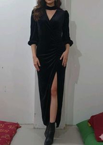 Black Velvet Maxi Dress