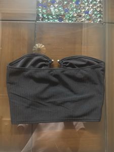Black Ribbed Cutout Tube Top