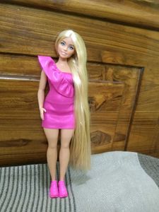 Curvy Barbie with long blond saran hair
