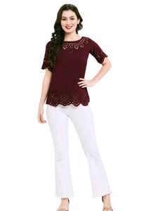 Burgundy/Wine Colour Laser Cut Top