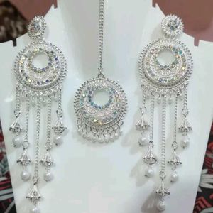 Silver-Tone Tikka Earring Set