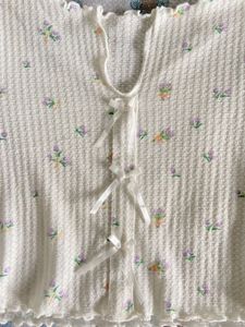 floral with bow design ribbed top 🐰