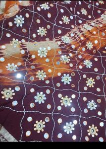 jaypuri जॉर्जेट saree with Mirror work. + blouse